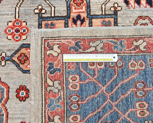 9x12 Gray Blue Aryana Afghan Hand Knotted Veg Dye Wool Area Rug